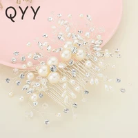 qyy fashion 2019 floral crystal bridal hair combs wedding hair accessories pearls austrian wedding women hair jewelry