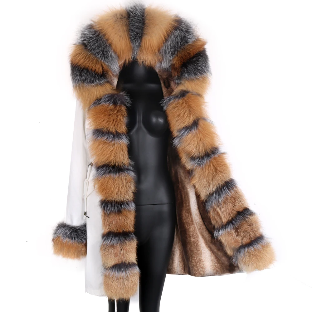 New 2022 Waterproof long Parka Winter Jacket Women Real Fur Coat Natural Fox Fur Collar Hood Warm Streetwear Detachable