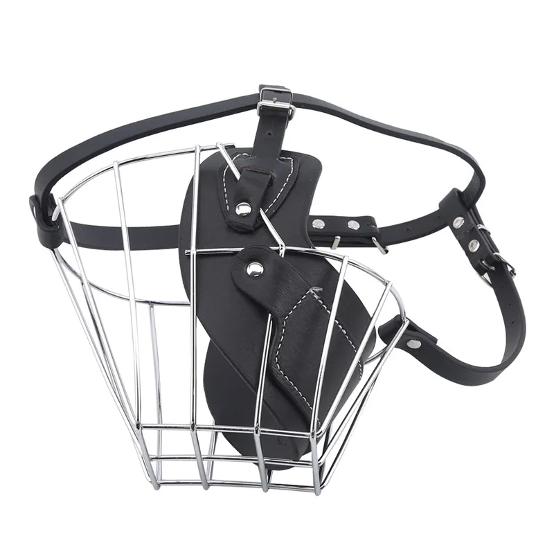 Черная/коричневая прочная металлическая корзина для собак намордник больших