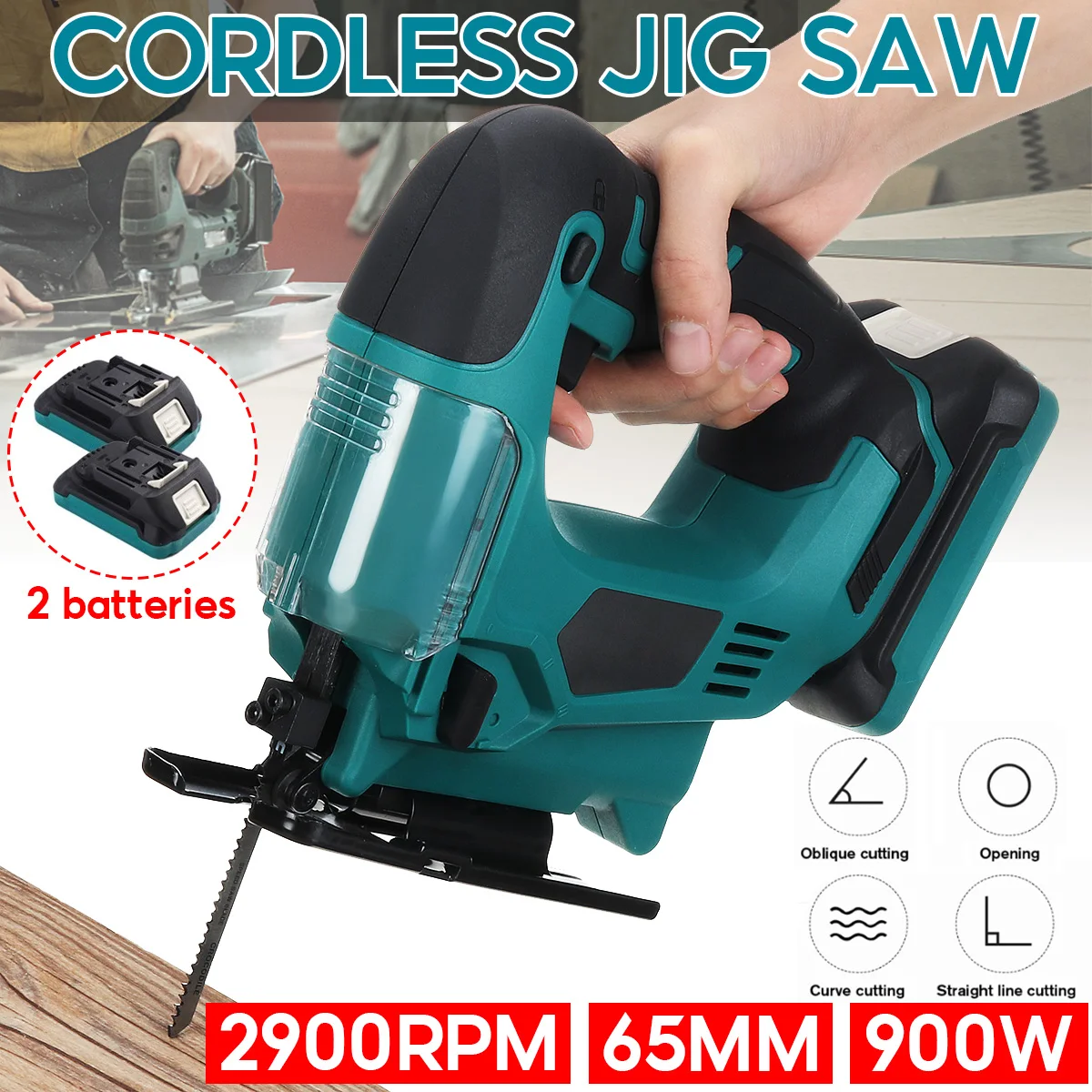 900 Вт 18 в Беспроводная пила с литий ионной батареей многофункциональные