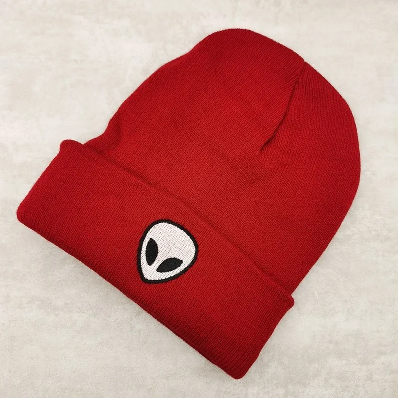 

Alien Embroidery Adult Men and Women Autumn and Winter Tide College Style Student Couple Warmth Knit Hat
