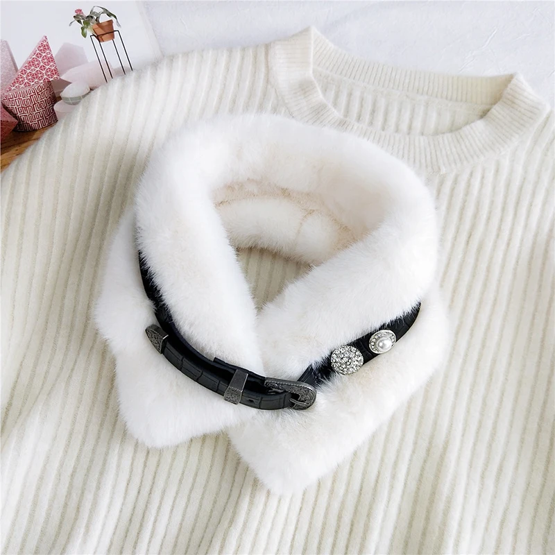 Fashion Thicken Collar Soft Hairy Warmer Shawl Scarf Elegant Fur Fox Rabbit Scarves Women Winter Warm Faux Loop |
