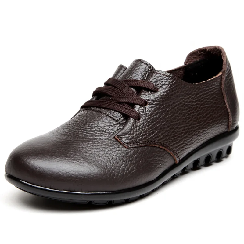 Женские лоферы из натуральной кожи на плоской подошве Нескользящие Мокасины