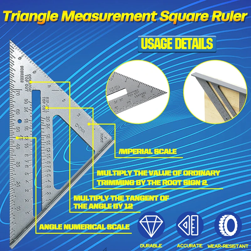 Triangle Rule 90 Degree Thickening Angle Aluminum Alloy Carpenter Measurement Square Ruler Layout Tool | Инструменты