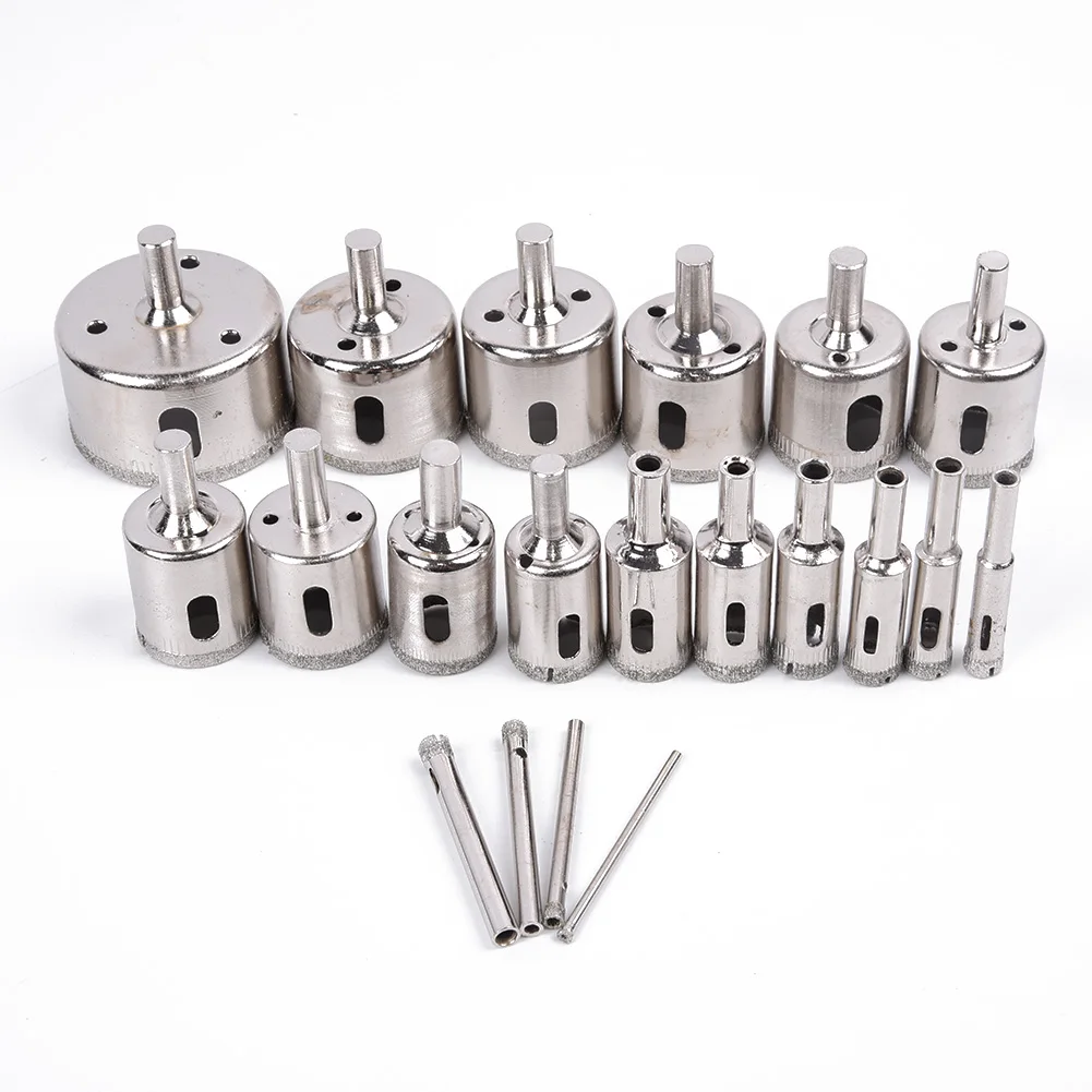 

20PCS 3~50mm Diamond Coated Core Hole Saw Drill Bit Set Rotary Tool Marble Glass