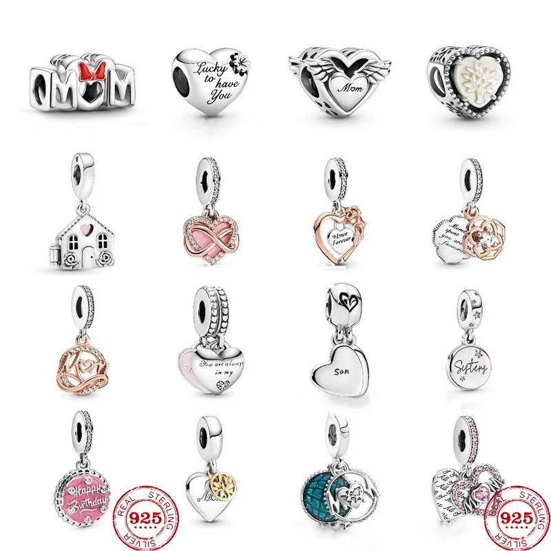 

100% 925 Sterling Silver Mother's Day Love Pendant Beads Fit Original Pandora Charms Bracelets DIY Women Jewelry