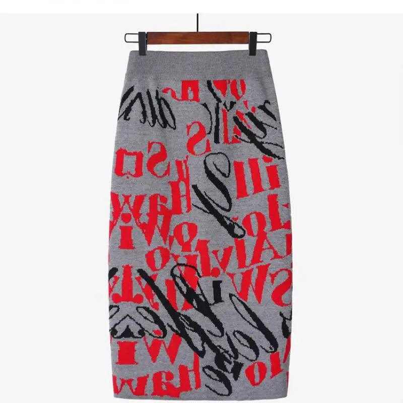 

2020 Autumn& Winter New High-waist Elastic Slim Women Knitted Skirts Fashion Split Pencil Skirt Casual Long Skirts Free Shipping