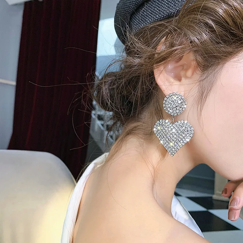 Блестящие стразы большие круглые серьги-гвоздики для женщин Классические