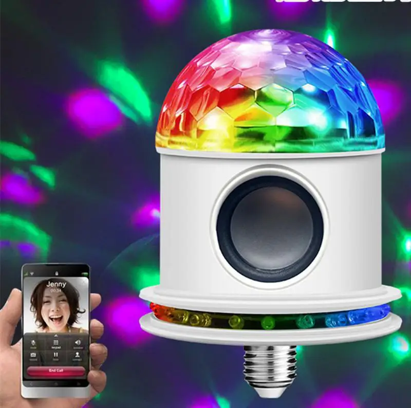 Светодиодный сценический RGB светильник E27 с Bluetooth вращающийся музыкальный