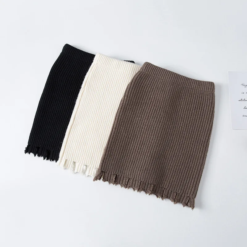 Вязаная Шерстяная Юбка для маленьких девочек однотонная Теплая юбка в полоску