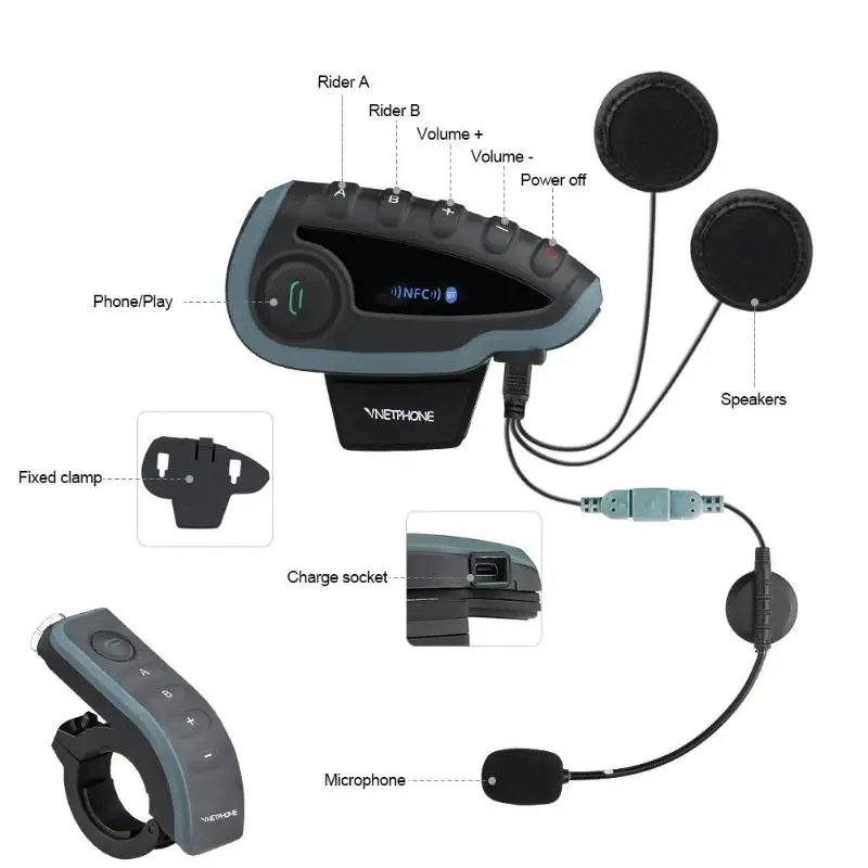 V8 мотоциклетный шлем Bluetooth домофон гарнитура дистанционное управление ручка NFC спички мобильный телефон для 5 всадников BT домофон FM радио