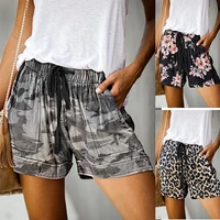 summer european and american printing 2020 new camouflage leopard high waist straight shorts women casual women