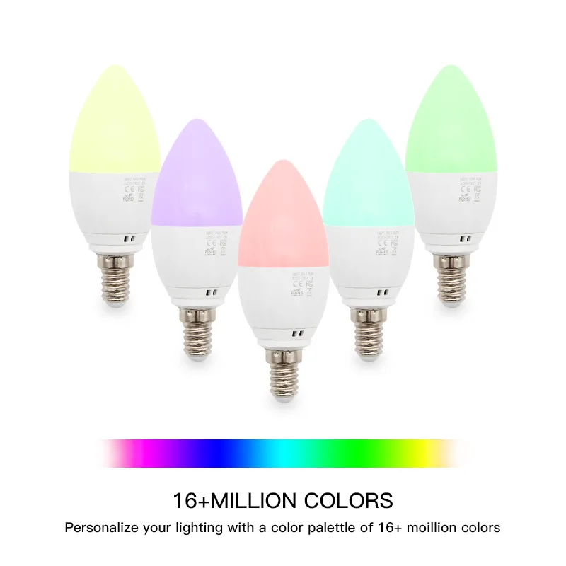 E14 WiFi LED свеча лампа 5 Вт равный 40 RGB 6000 К изменение цвета беспроводной ночной