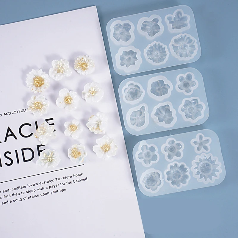 

DIY Crystal Epoxy Mold Small Flowers Decoration Whole Board Multi-Specification Daisy Silicone Mold Desktop Decoration Supplies