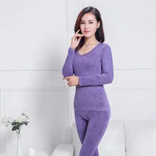 FAKUNTN Conjunto de ropa interior térmica para mujer, Top cálido de manga larga, pantalones calientes de encaje, Leggings de invierno, ropa interior térmica (2)