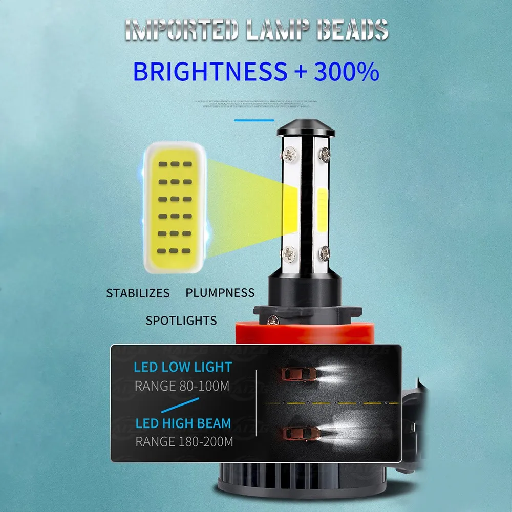 

2pcs Set H11 336000LM HeadLights 50W 6000K DC 9-32V LED Low Beam White