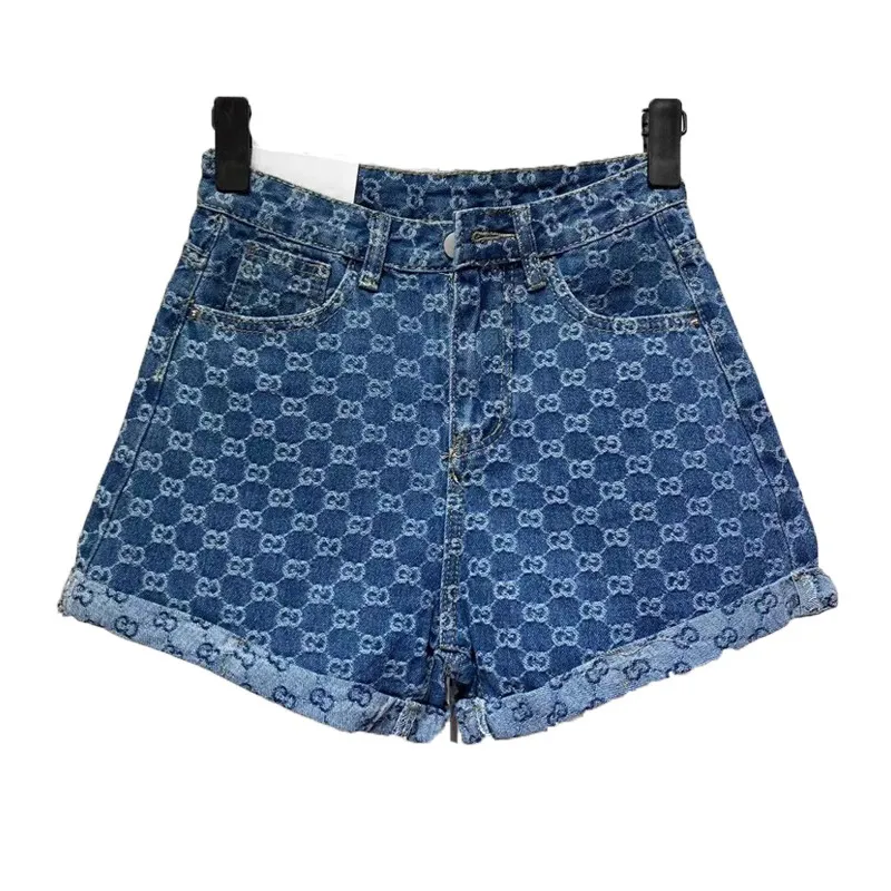 

Summer High Waist Denim Shorts Women Clothes Button Zipper Pockets Curling Basic Hotpants Wide Leg Bicycles Cycling Shorts Girl