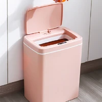 smart pink trash can cute automatic toilet garbage trash can office kitchen accessories poubelle bureau cleaning tools df50l