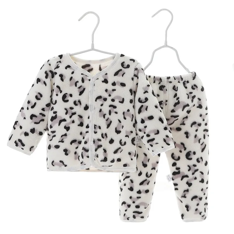 Boys Girls Suit Clothes Baby Coat Newborn Winter Outfit Set Flannel Long Sleeve Tops+Pants Soft 2PC 0-24Months