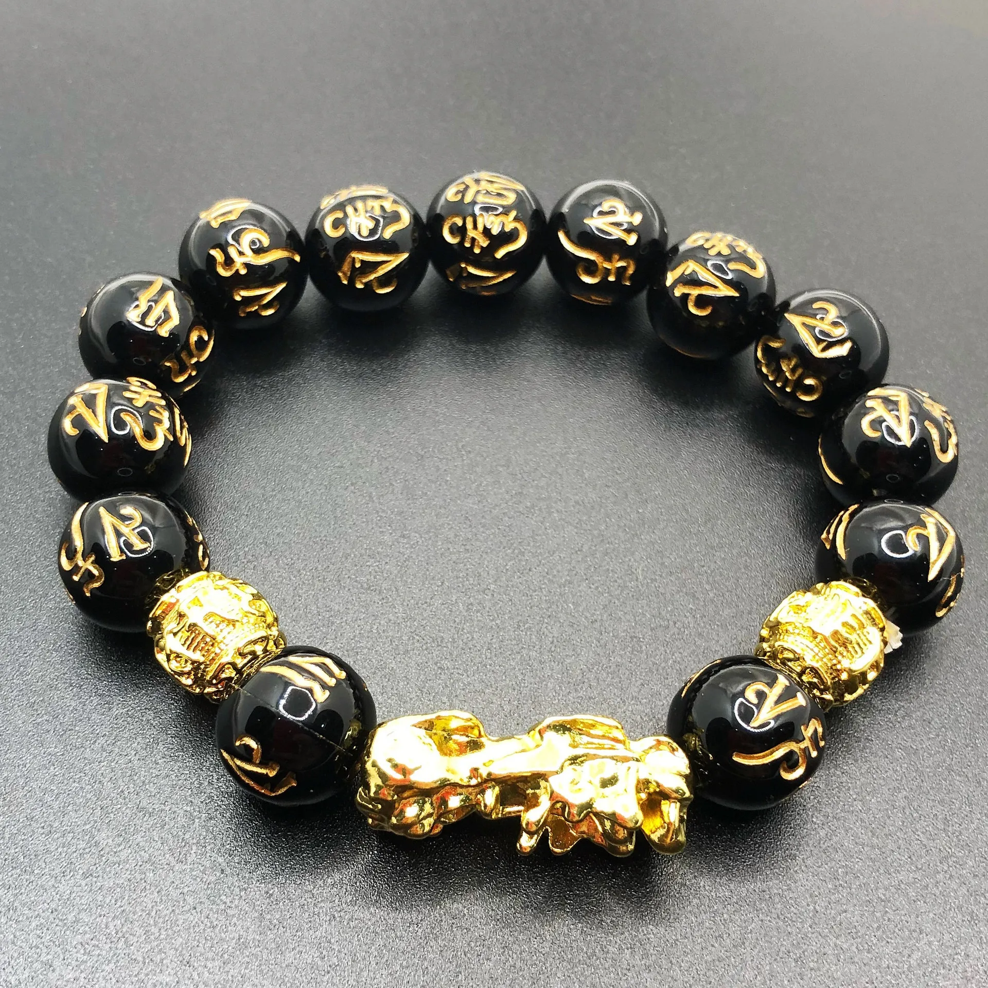 

Brave Troops Obsidian Beads Bracelet Feng Shui Wealth and Good Luck Wristband for Women Men Unisex Fashion Jewelry Accessories