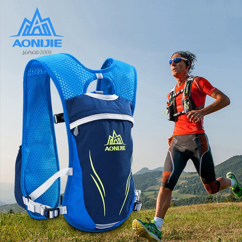 AONIJIE Running Marathon Hydration Nylon 5.5L Outdoor Running Bags Hiking Backpack Vest Marathon Cycling Backpack Green