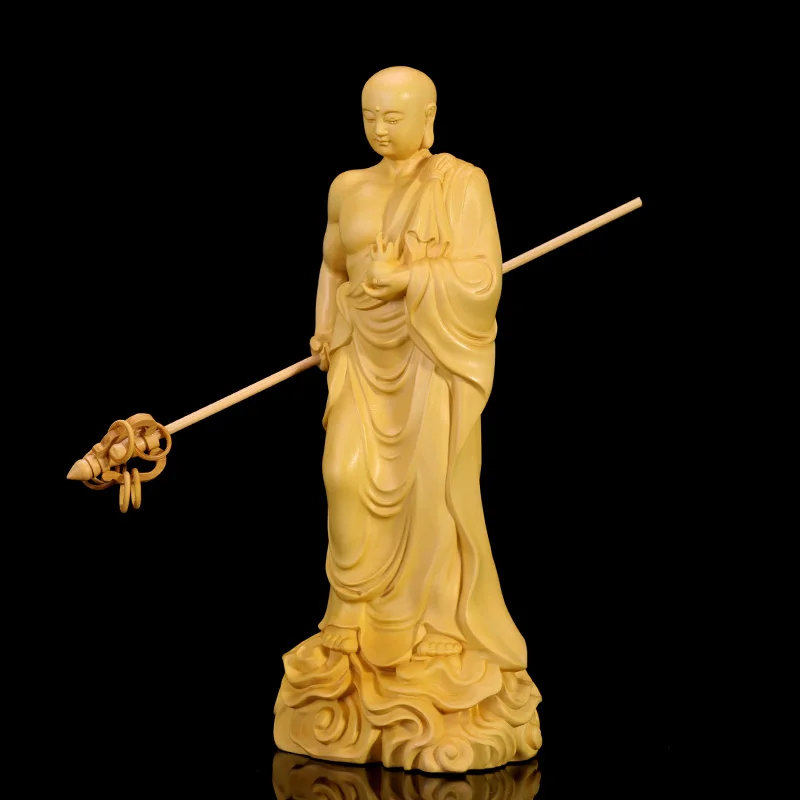 20 см Ksitigarbha скульптура Boxwood резьба дома украшения из массива дерева статуя Будды