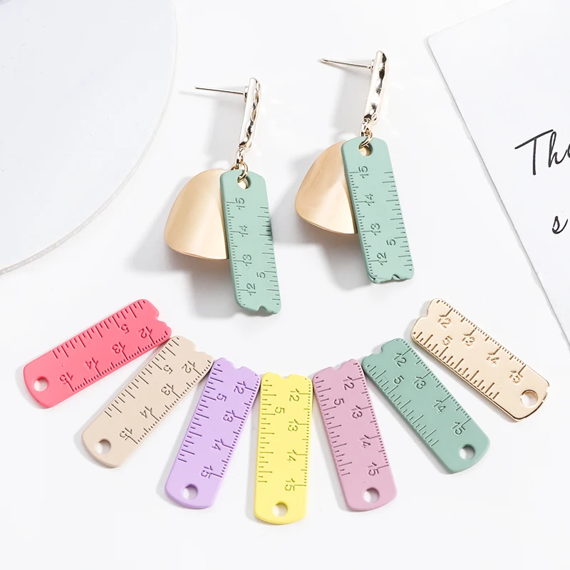 

10pcs 10*29mm Gold Ruler Caliper Enamel Charms Fashion Ruler Earring Pendants Charms For Bracelet Jewelry Making Accessory
