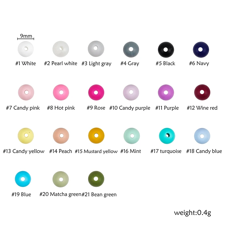 9 мм 50 шт. Силиконовые Круглые бусины детский Прорезыватель грызун крошечный