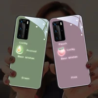 for huawei p40 p30 p20 pro plus green music glow flash glass cellphone case for huawei mate 20 30 pro 3d fruit phone case cover