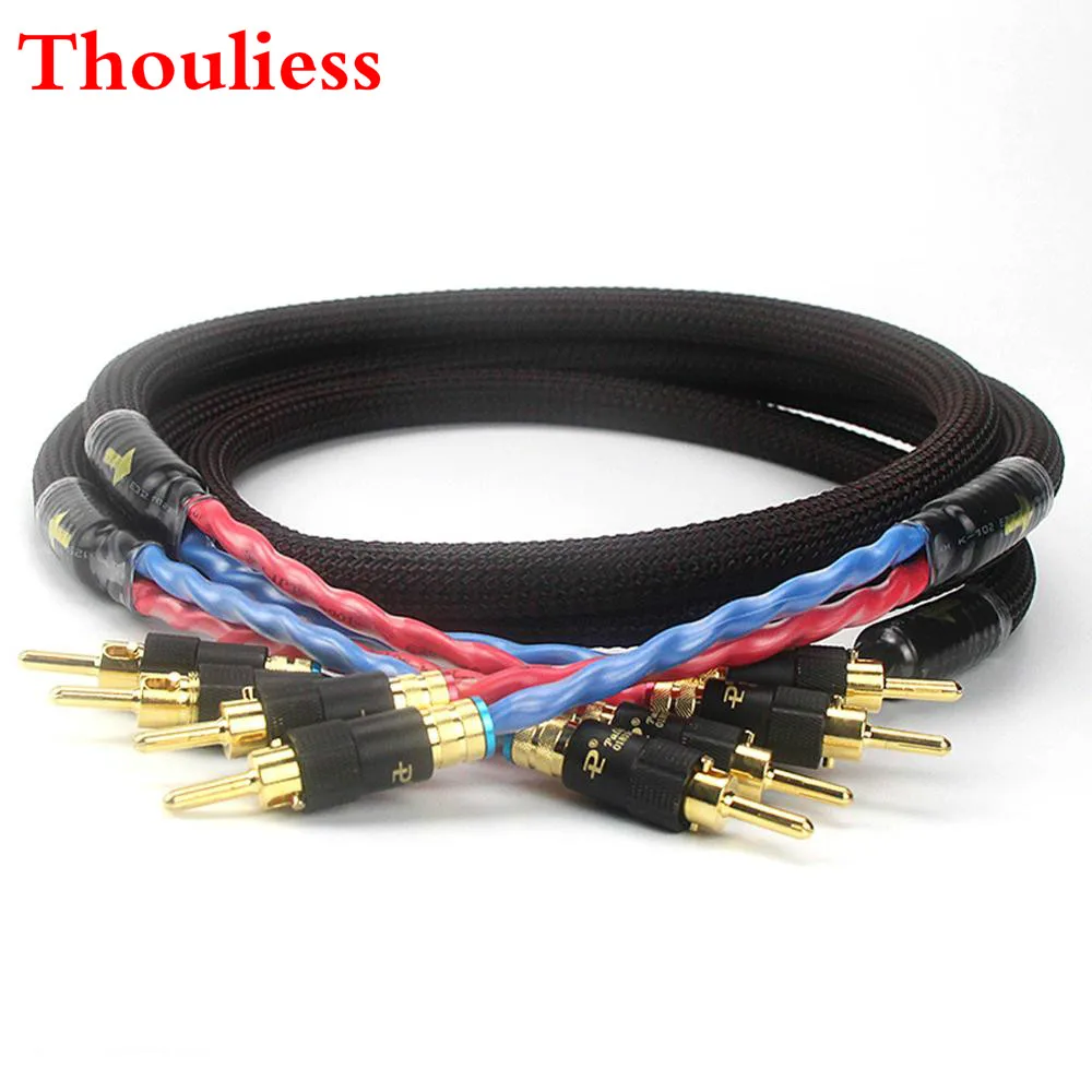 

Thouliess пара HIFI с золотым покрытием, кабель со штекером типа банан, аудиокабель для динамиков, аудиокабель, провод для колонок OFC и silver G5