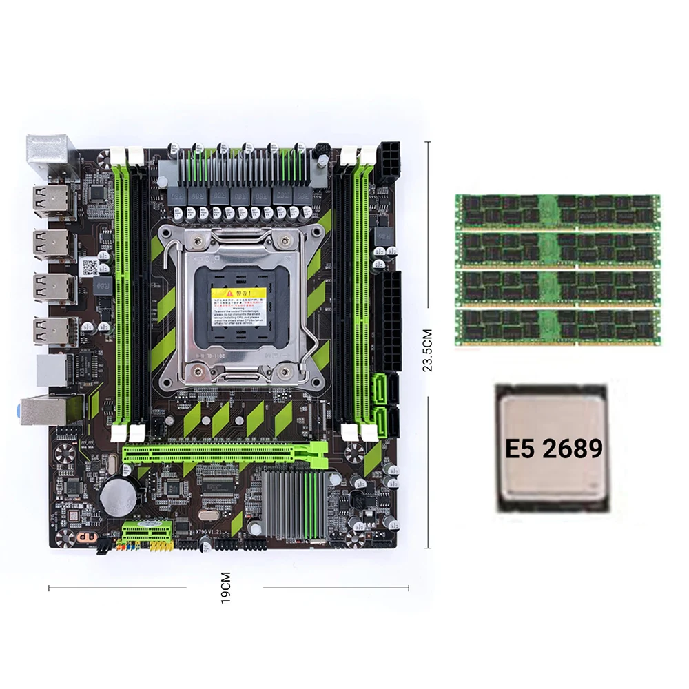

X79G Motherboard Set LGA2011 Mini ATX Combos PC Desktops Motherboard E5 2689 CPU +4*8GB RECC Memory Support M.2 USB2.0