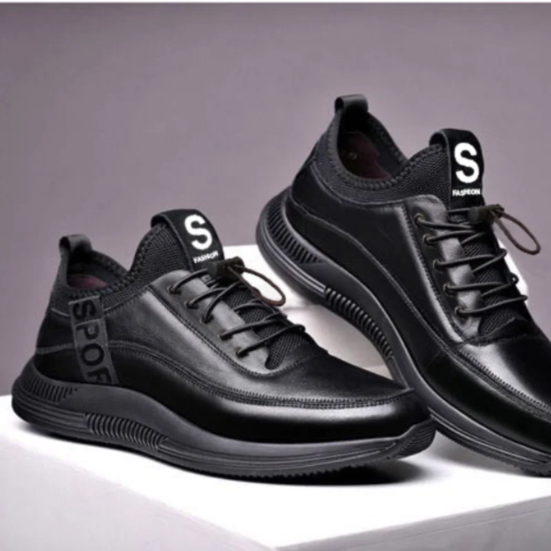 Туфли мужские с острым носком ПУ эластичная резинка дышащая спортивная обувь