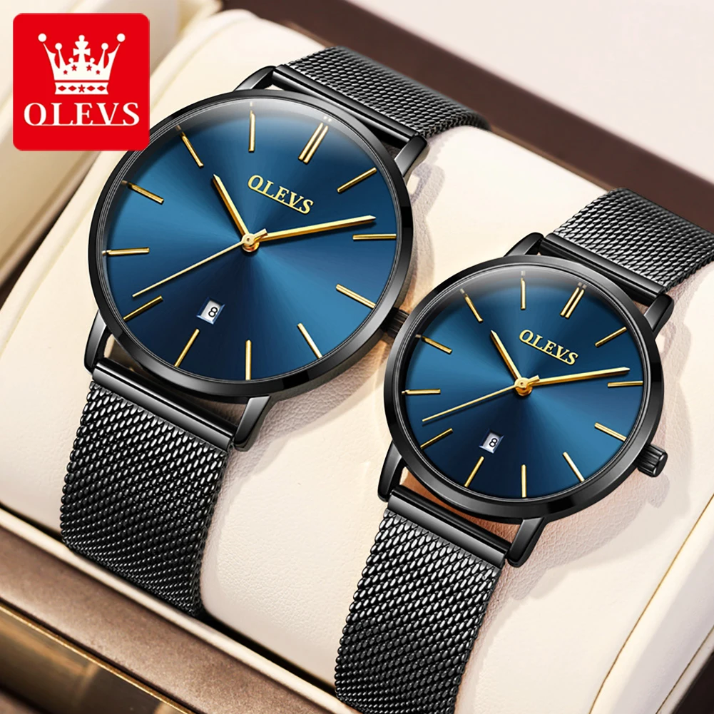 

OLEVS New Couple Watches Luxury Brand Business Quartz Wristwatches Mesh Belt Fashion Lover's Watch Waterproof Montre Femme 5869