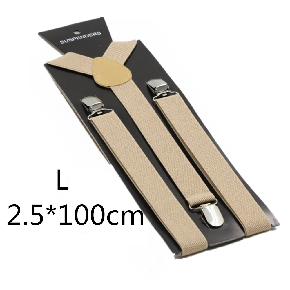 Light khaki-100cm Однотонные подтяжки унисекс для детей и взрослых, для мужчин, женщин, мальчиков и девочек, эластичные регулируемые детские аксессуары-скобы, 5 размеров, для родителей и детей - Цвет: Light khaki-100cm