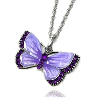 2021 many colors crystal pendant necklace rose gold silver color chain necklaces for women big zircon butterfly wedding