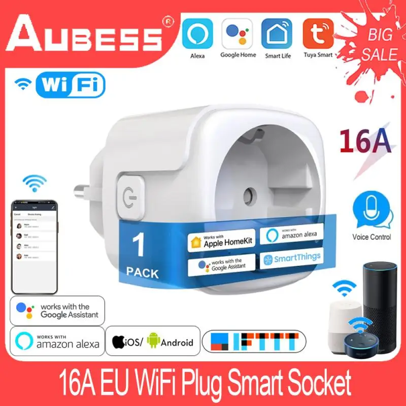 

New 16A EU Plug WiFi Smart Home Socket Control Wireless Socket Tuya Smart Life APP For HomeKit For Alexa Google Assistant Siri