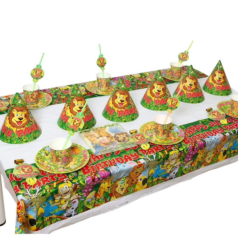 Набор посуды в стиле джунглей для вечеринки сафари тропическая тема декор дня