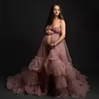 Розовые сетчатые платья для беременных Dreamlike без бретелек с оборками многоярусные тюлевые платья для беременных для фотосъемки на заказ