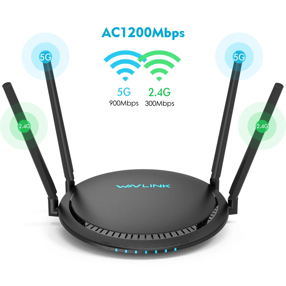 Wi-Fi-роутер Wavlink двухдиапазонный 5 ГГц 1200 Мбит/с 4 Х5 дБи |
