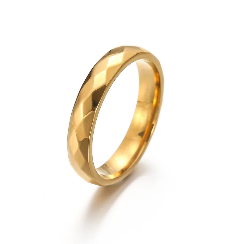 

New Hot Fashion Plain Stainless Steel Rings Simple Gold 4MM Men Women Lovers Wedding Engagement Jewelry Gifts