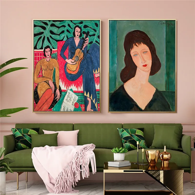 

French Matisse Abstract Figure Canvas Painting Vintage Fashion Girl Wall Art Poster Pictures Nordic Living Room Home Decor