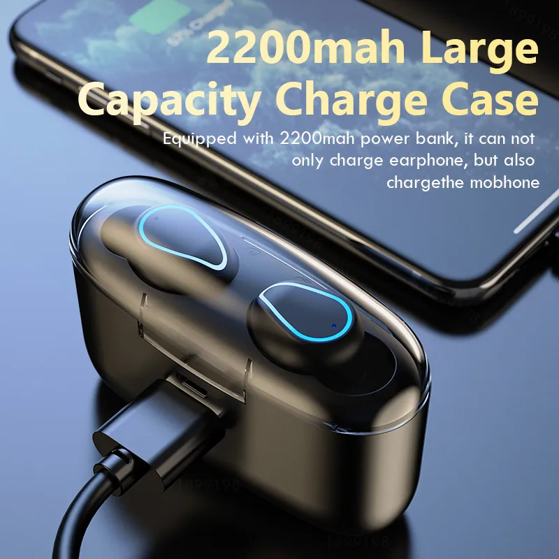 

T1 TWS Bluetooth 5.0 Earbud Wireless Headphones 9D Stereo Touch Control Sport Waterproof Earphones With Microphone For Android