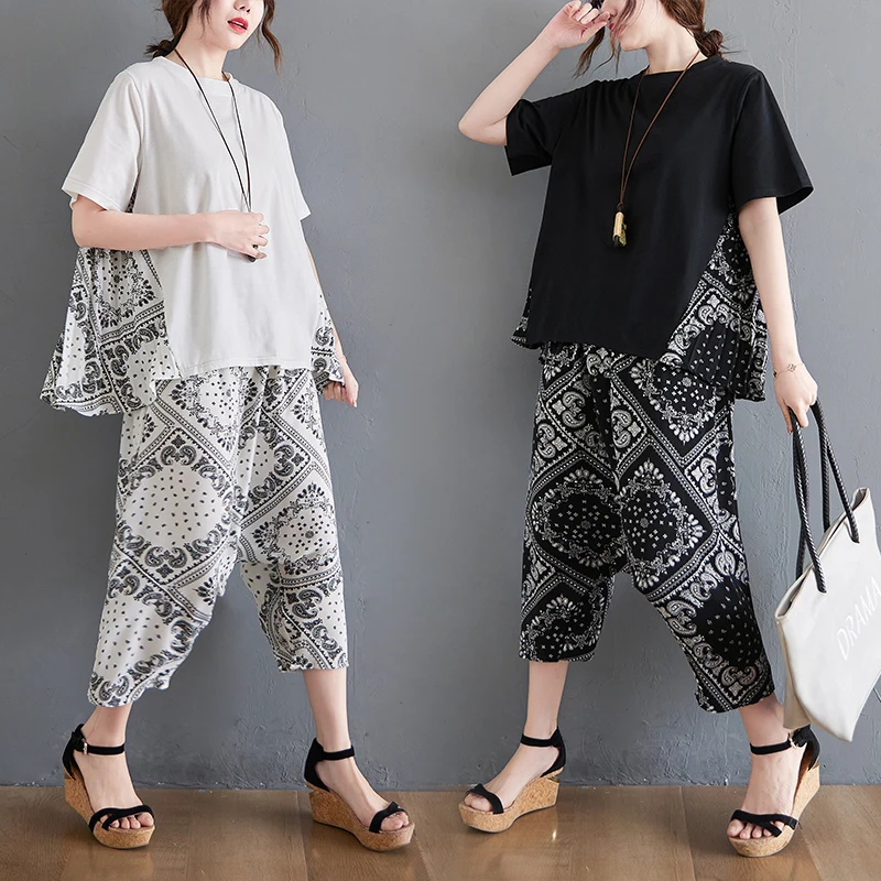 

women clothing 2021summer new slim covering meat wide-leg pants female suit two-piece