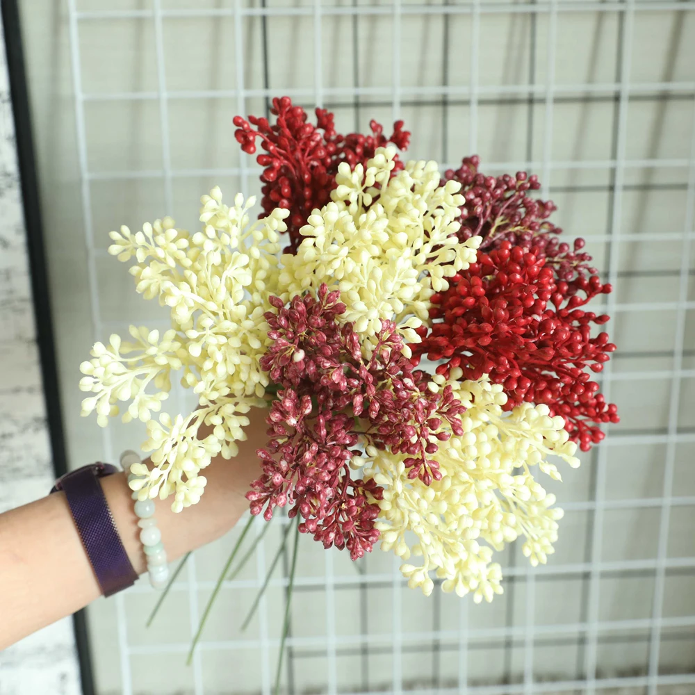 

1Pc Artificial Flower Heads Fruit Branch Fake Flowers Wedding Decorations Plants Accessories Simulation Home Display Flores
