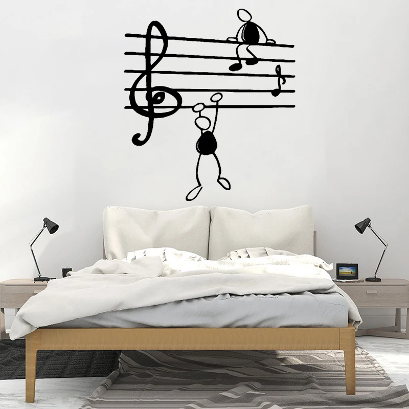 

Настенная Наклейка с музыкальными нотами, забавная музыкальная виниловая наклейка, украшение для гитары, гостиной, спальни, украшение для д...