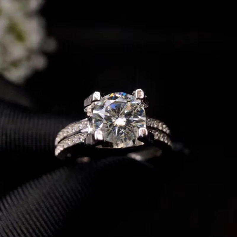 Классическое дизайнерское моиссанитовое кольцо для свадьбы 7 мм круглое