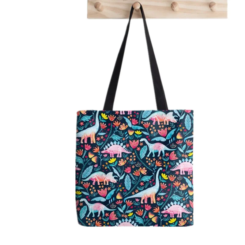 

Женская холщовая сумка-шоппер с рисунком динозавра