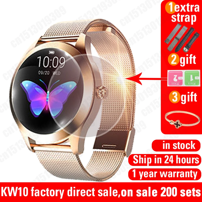 

2021 Fashion Smart Watch Women KW10 IP68 waterproof Multi-sports modes Pedometer Heart Rate smartwatch Fitness Bracelet for Lady