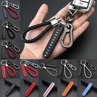 vehicles anti lost card keyring leather bradied rope phone number car keychains rope gift