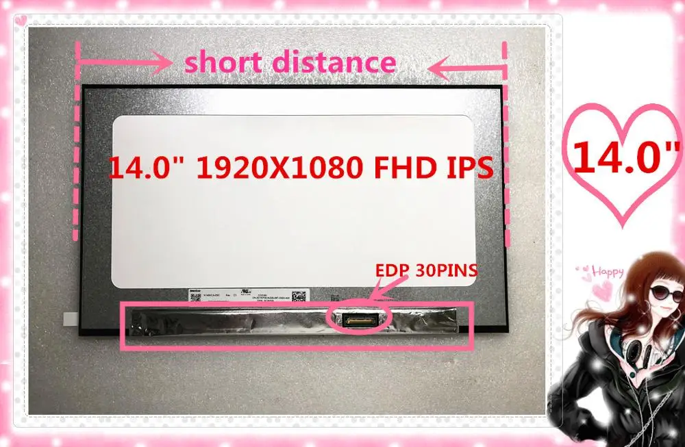 

Дисплей для ноутбука 14,0 дюйма, 30 контактов, FHD x